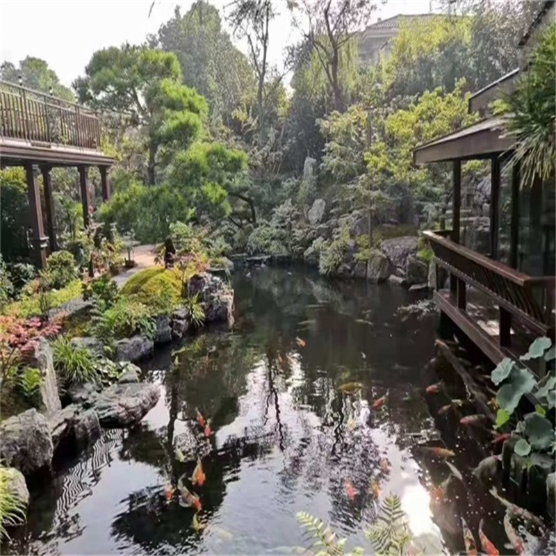 沧州庭院小型鱼池假山图片