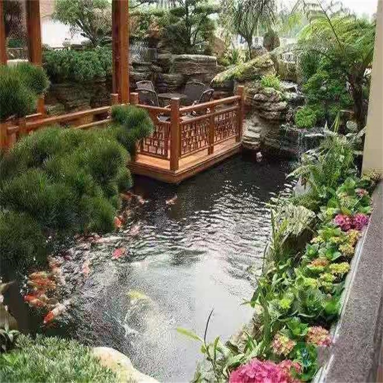 沧州庭院设计鱼池假山建造图